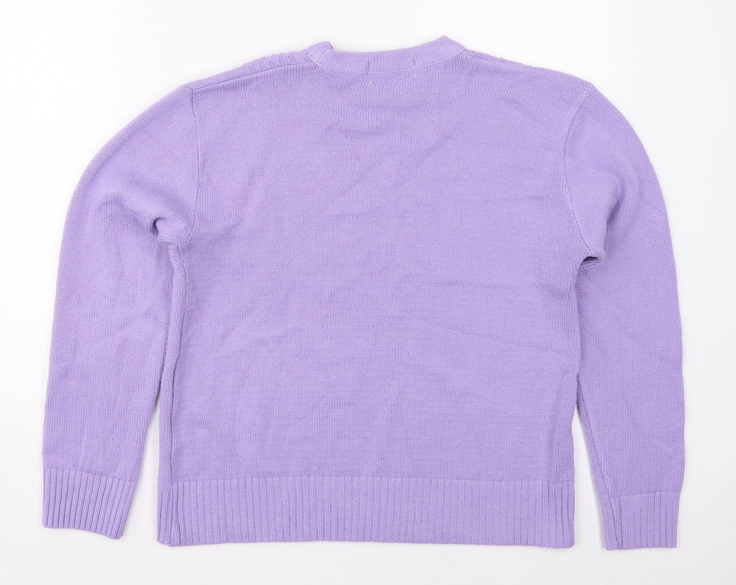 Pure & Natural Womens Purple Crew Neck  Acrylic Pullover Jumper Size M