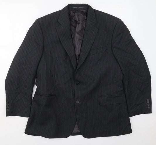 HR Tailoring Mens Grey Striped Wool Jacket Suit Jacket Size 42