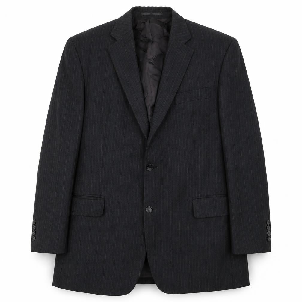 HR Tailoring Mens Grey Striped Wool Jacket Suit Jacket Size 42