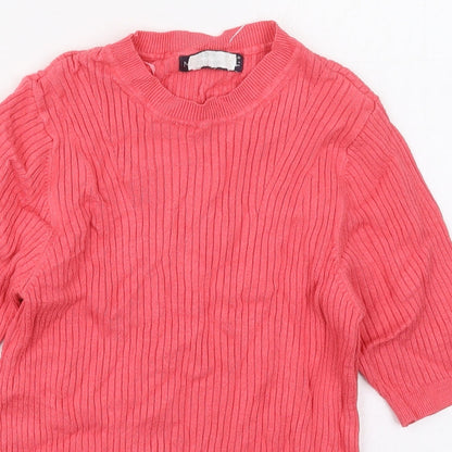 Marks & Spencer Womens Pink Crew Neck  Viscose Pullover Jumper Size 10