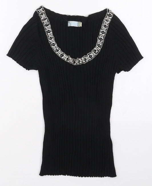 Medici Womens Black  Viscose Basic T-Shirt Size M Scoop Neck