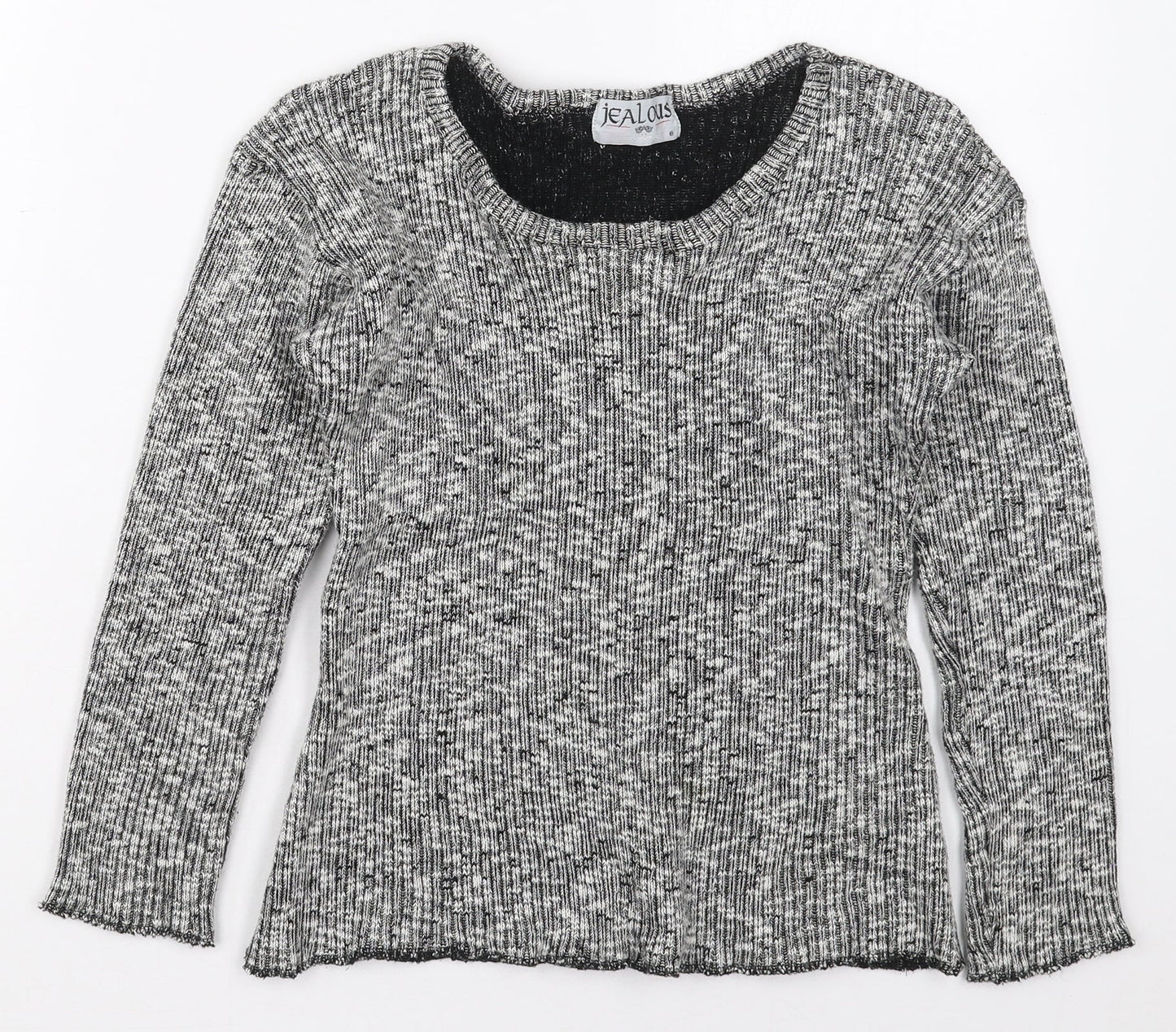 Jealous Womens Grey Round Neck  Acrylic Pullover Jumper Size S