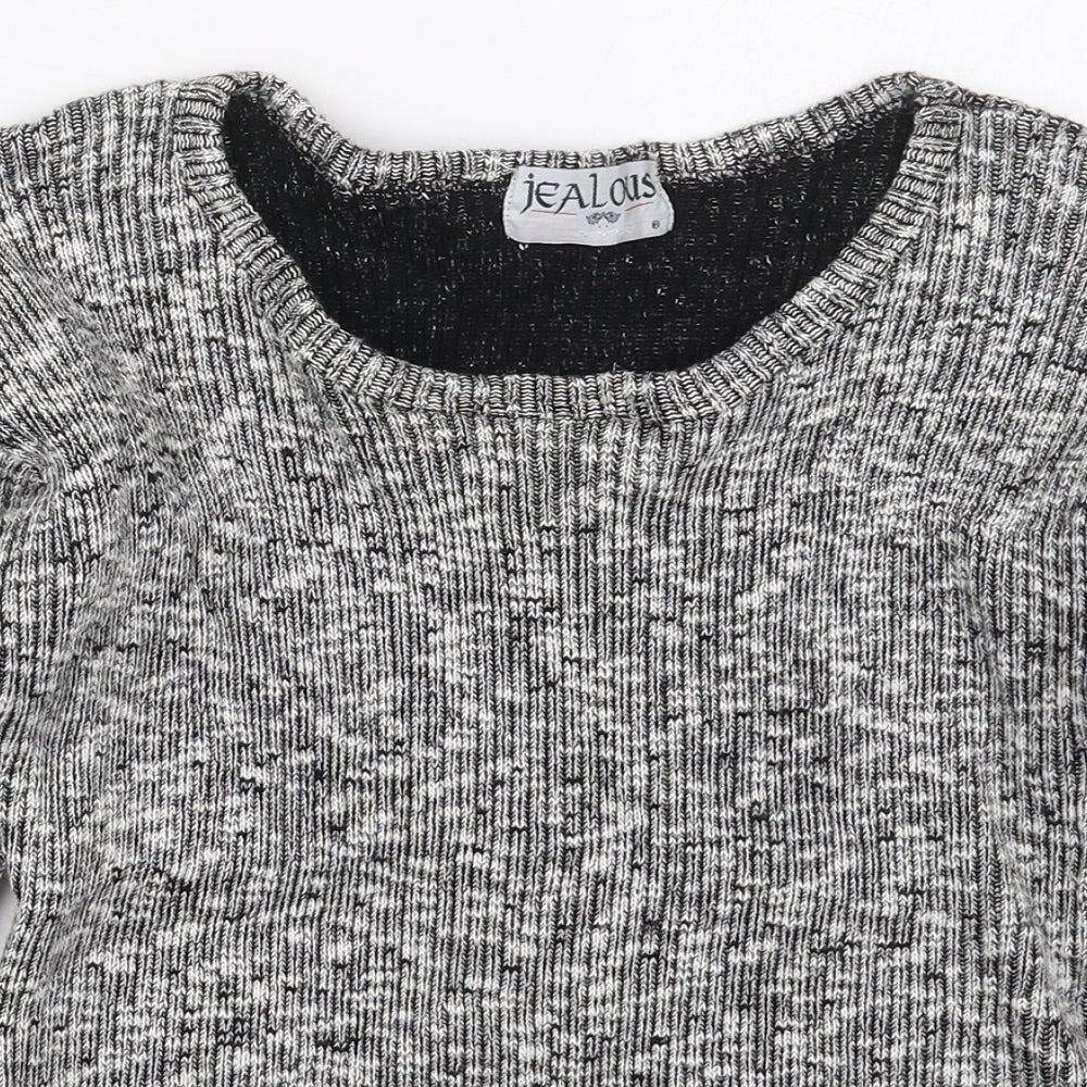 Jealous Womens Grey Round Neck  Acrylic Pullover Jumper Size S