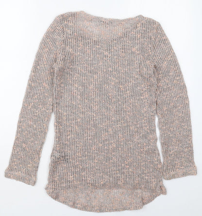Next Womens Pink Round Neck  Acrylic Pullover Jumper Size 8