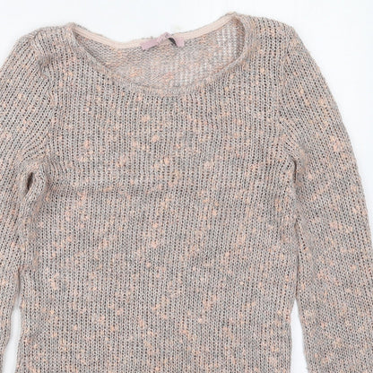 Next Womens Pink Round Neck  Acrylic Pullover Jumper Size 8