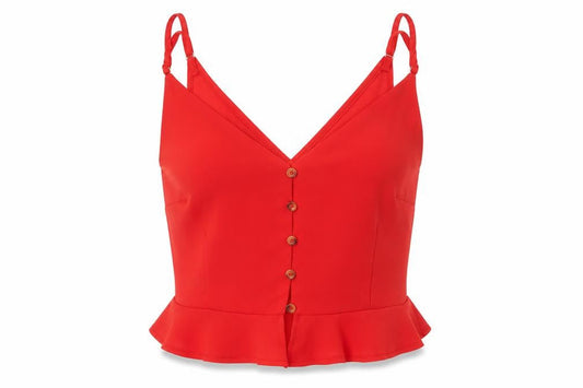 Cameo Rose Womens Red  Polyester Cropped Tank Size 6 V-Neck
