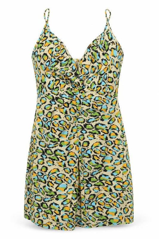 SheIn Womens Multicoloured Animal Print Polyester A-Line  Size L  V-Neck Zip