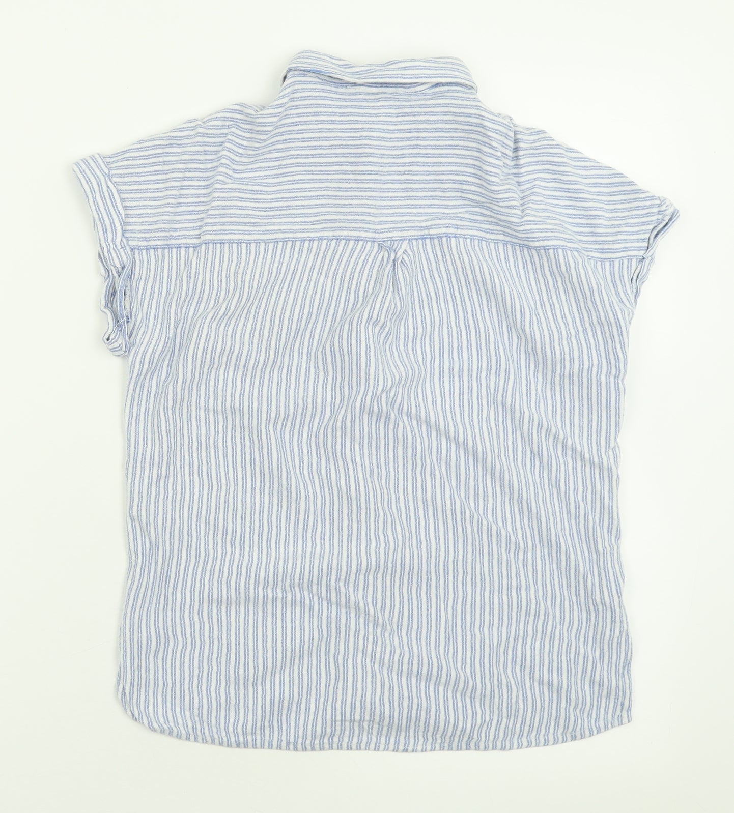 New Look Womens Blue Striped Viscose Basic Button-Up Size 10 Collared