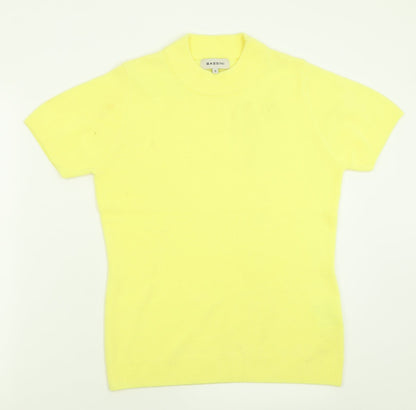 Bassini Womens Yellow Crew Neck  Acrylic Pullover Jumper Size S