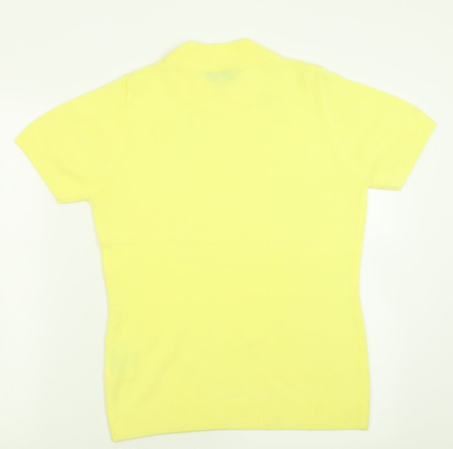 BASSINI Womens Yellow Crew Neck  Acrylic Pullover Jumper Size S