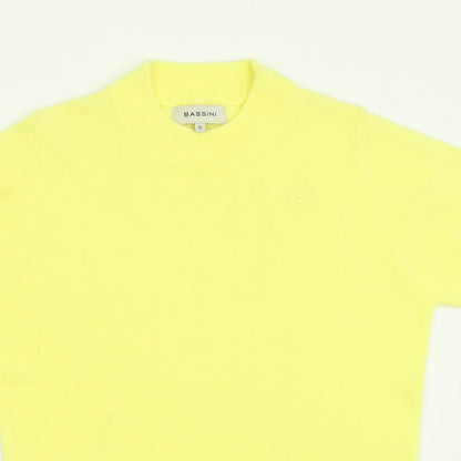 Bassini Womens Yellow Crew Neck  Acrylic Pullover Jumper Size S