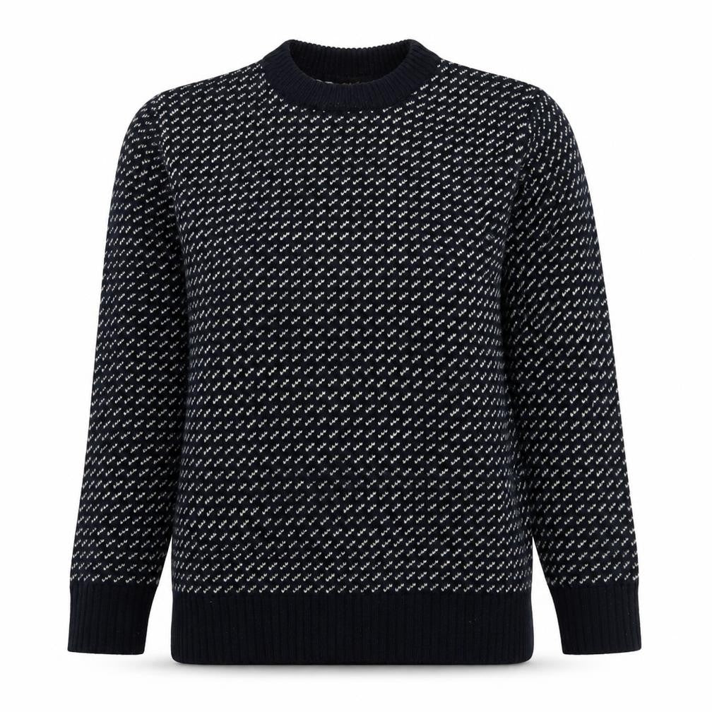 POP Womens Blue Crew Neck Geometric Acrylic Pullover Jumper Size S
