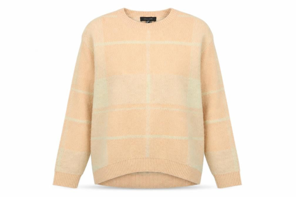Atmosphere Womens Pink Crew Neck Plaid Acrylic Pullover Jumper Size 4