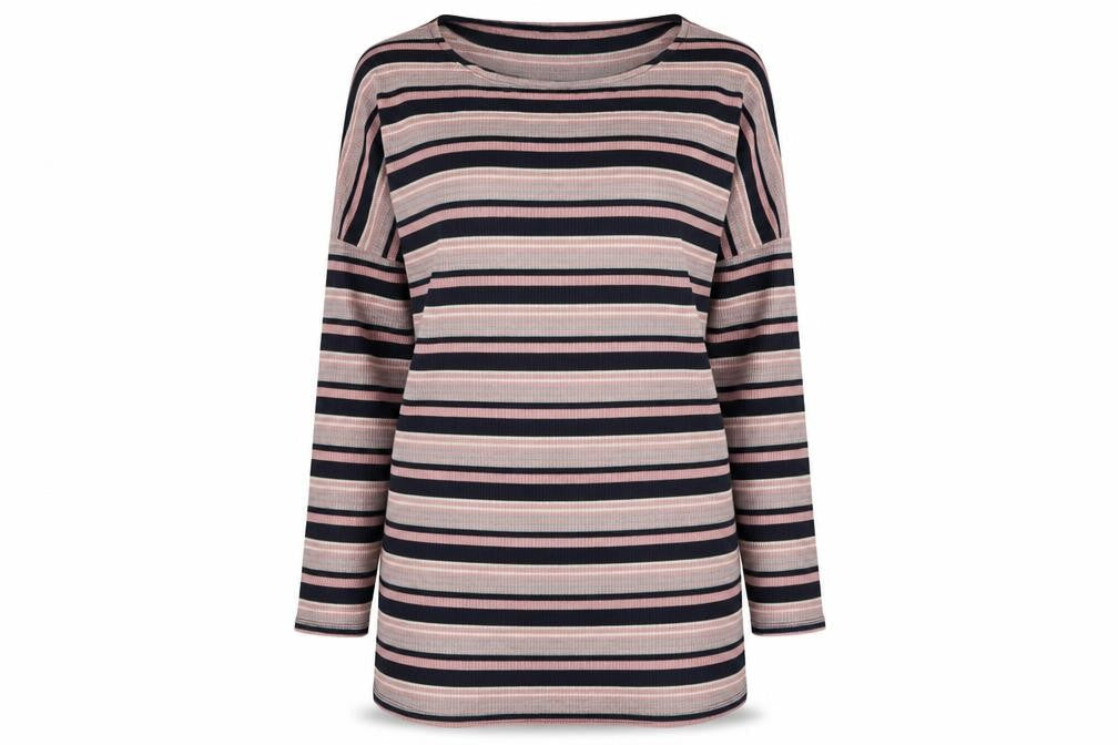 F&F Womens Pink Striped Polyester A-Line  Size 10  Crew Neck Pullover
