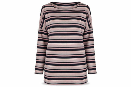 F&F Womens Pink Striped Polyester A-Line  Size 10  Crew Neck Pullover