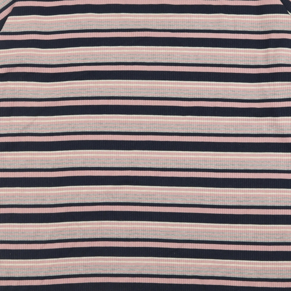 F&F Womens Pink Striped Polyester A-Line  Size 10  Crew Neck Pullover