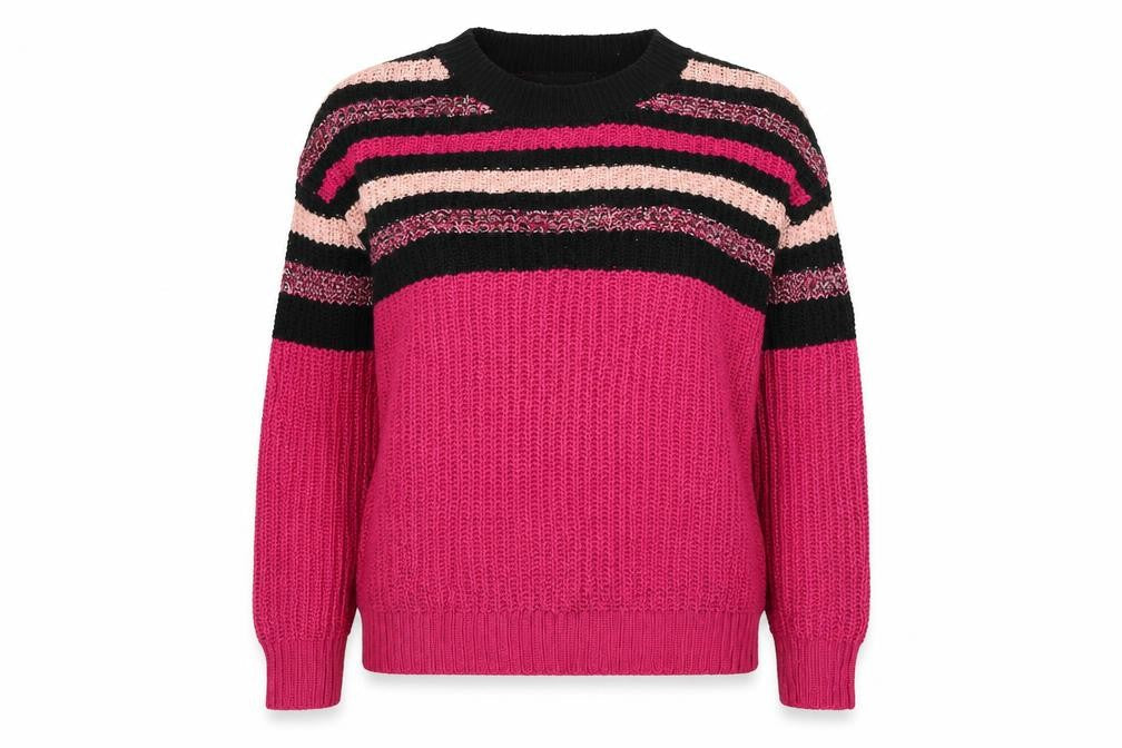 Studio Womens Purple Crew Neck Striped Acrylic Pullover Jumper Size 12