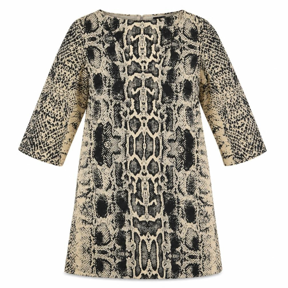 Mango Womens Ivory Animal Print Polyester A-Line  Size S  V-Neck Pullover