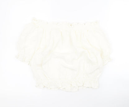 H&M Womens White  Viscose Basic Blouse Size 8 Off the Shoulder