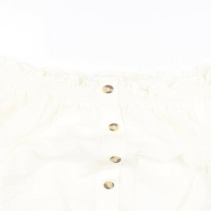 H&M Womens White  Viscose Basic Blouse Size 8 Off the Shoulder