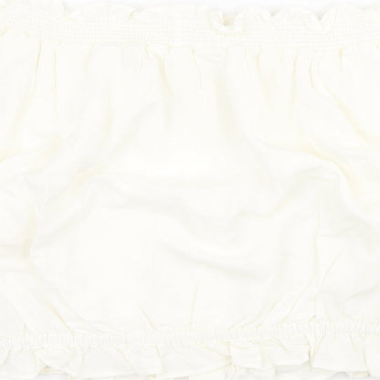 H&M Womens White  Viscose Basic Blouse Size 8 Off the Shoulder