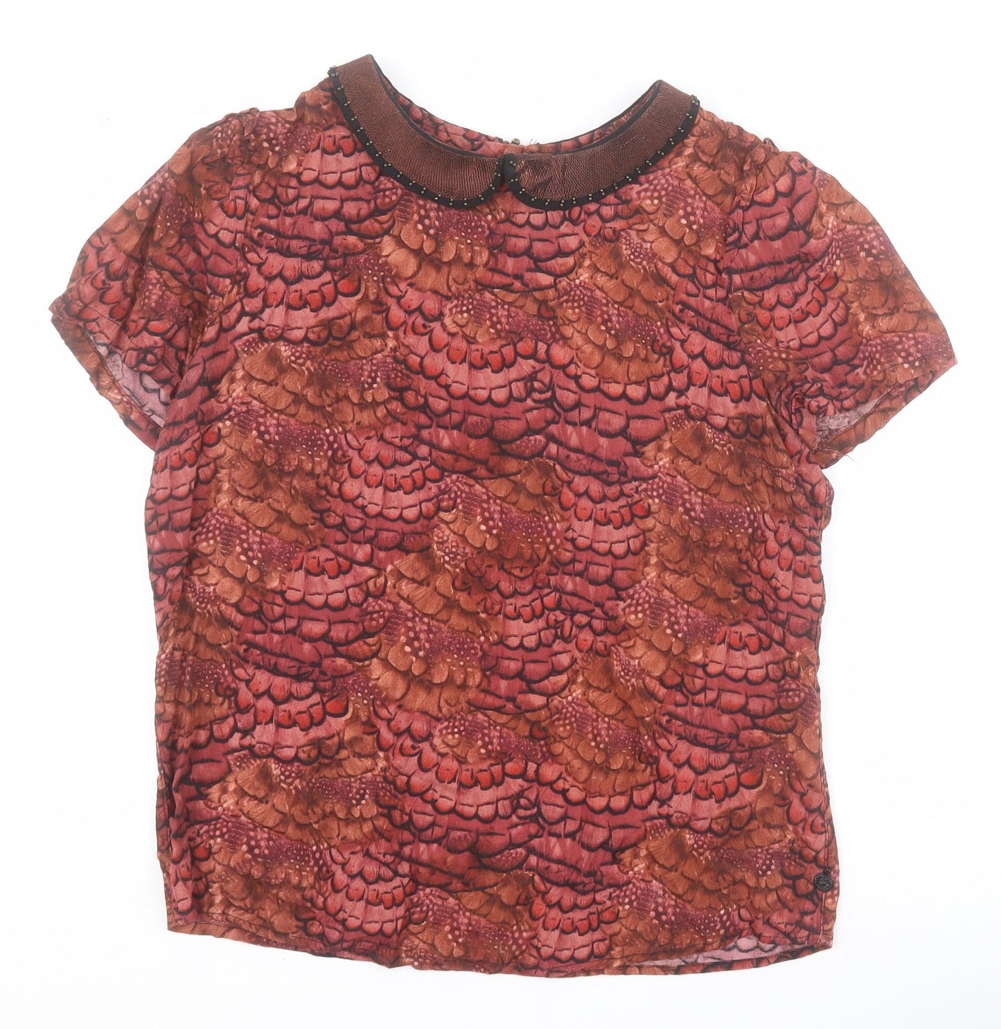 Maison Scotch Womens Brown  Viscose Basic Blouse Size S Collared
