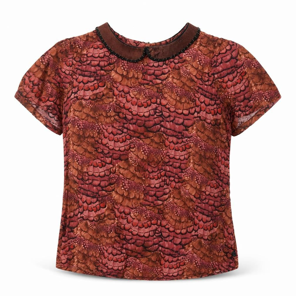 Maison Scotch Womens Brown  Viscose Basic Blouse Size S Collared