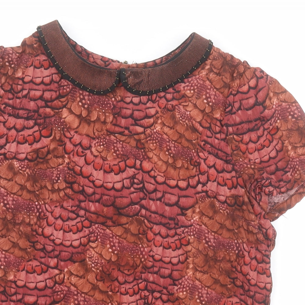 Maison Scotch Womens Brown  Viscose Basic Blouse Size S Collared