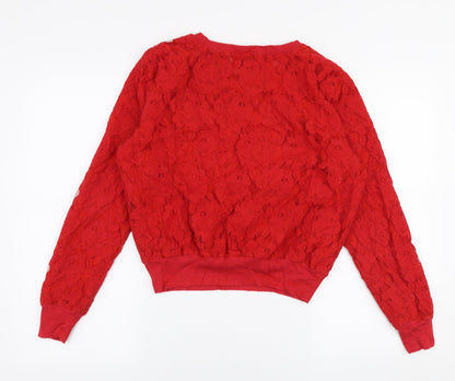 H&M Womens Red  Cotton Pullover Sweatshirt Size M  Pullover