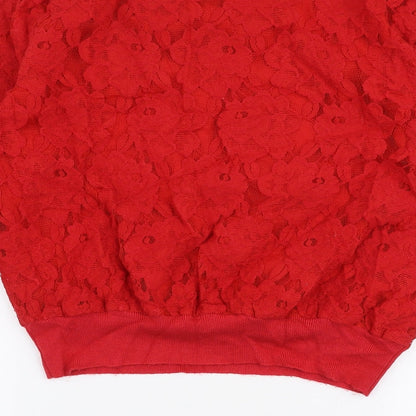H&M Womens Red  Cotton Pullover Sweatshirt Size M  Pullover