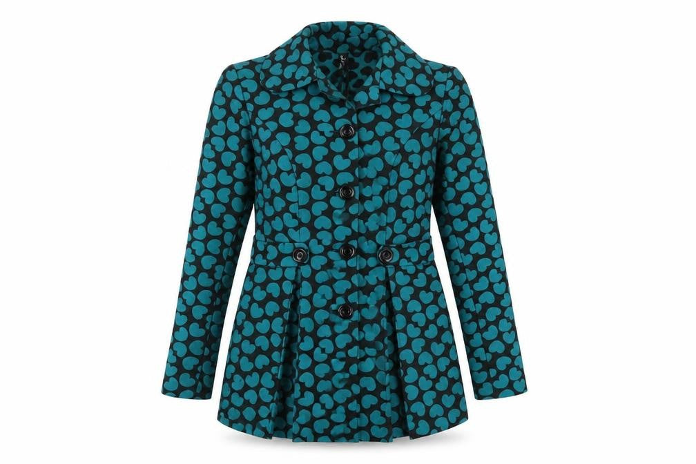 World Wide Wear Womens Green   Overcoat Coat Size 6  Button - Hearts