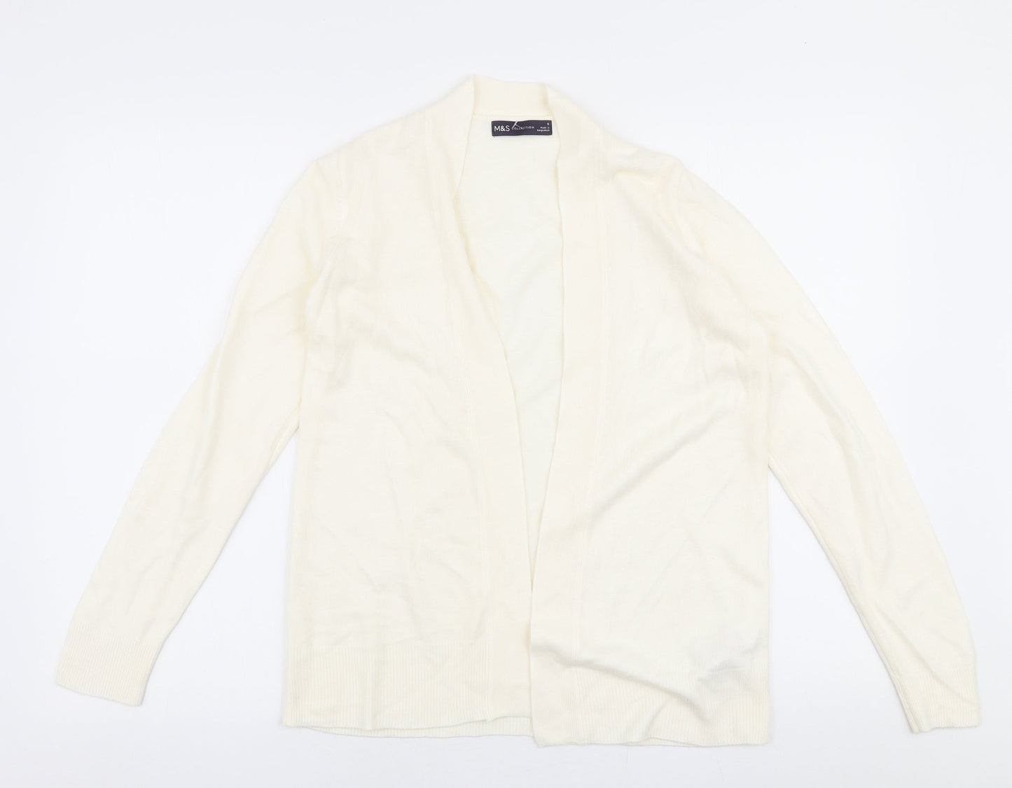Marks and Spencer Womens Ivory V-Neck  Acrylic Cardigan Jumper Size S