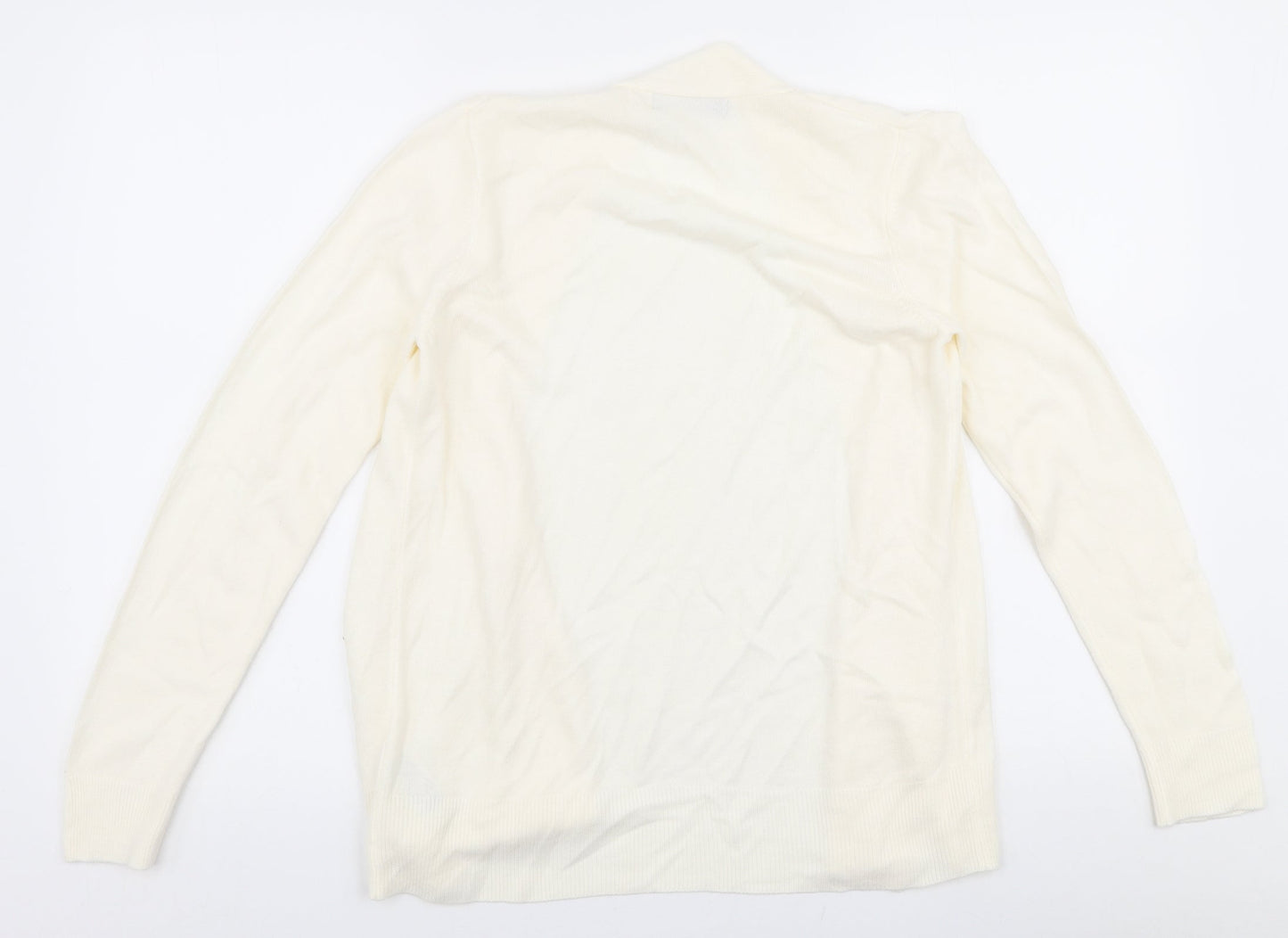 Marks and Spencer Womens Ivory V-Neck  Acrylic Cardigan Jumper Size S
