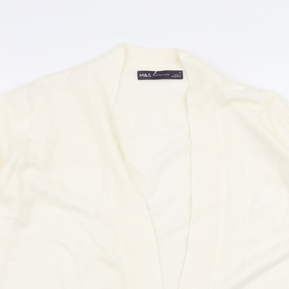 Marks and Spencer Womens Ivory V-Neck  Acrylic Cardigan Jumper Size S