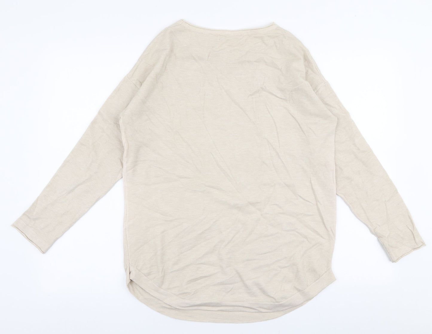 V Code Womens Beige Round Neck  Viscose Pullover Jumper Size M   - Star