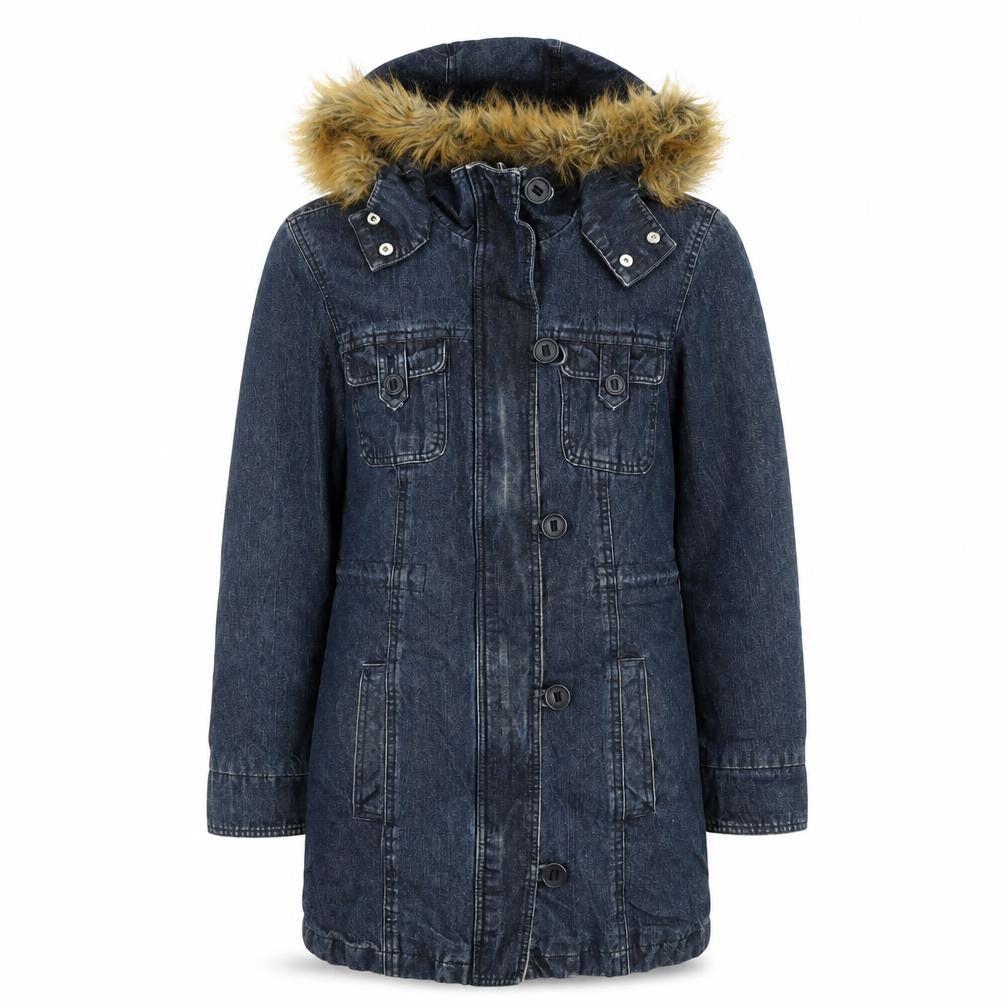 RE Womens Blue   Parka Coat Size 42  Zip