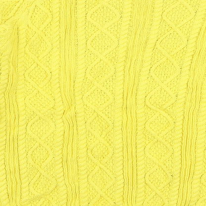 Tru Collection Womens Yellow Boat Neck  100% Cotton Pullover Jumper Size S