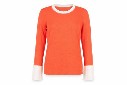 Cristina Womens Orange Round Neck  Cotton Pullover Jumper Size M