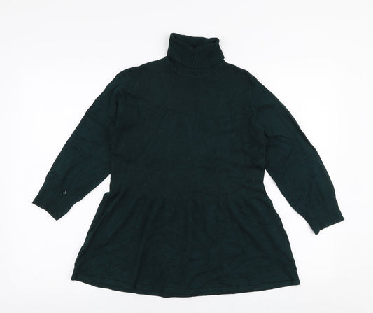 Preworn Womens Green Roll Neck  Polyester Pullover Jumper Size S