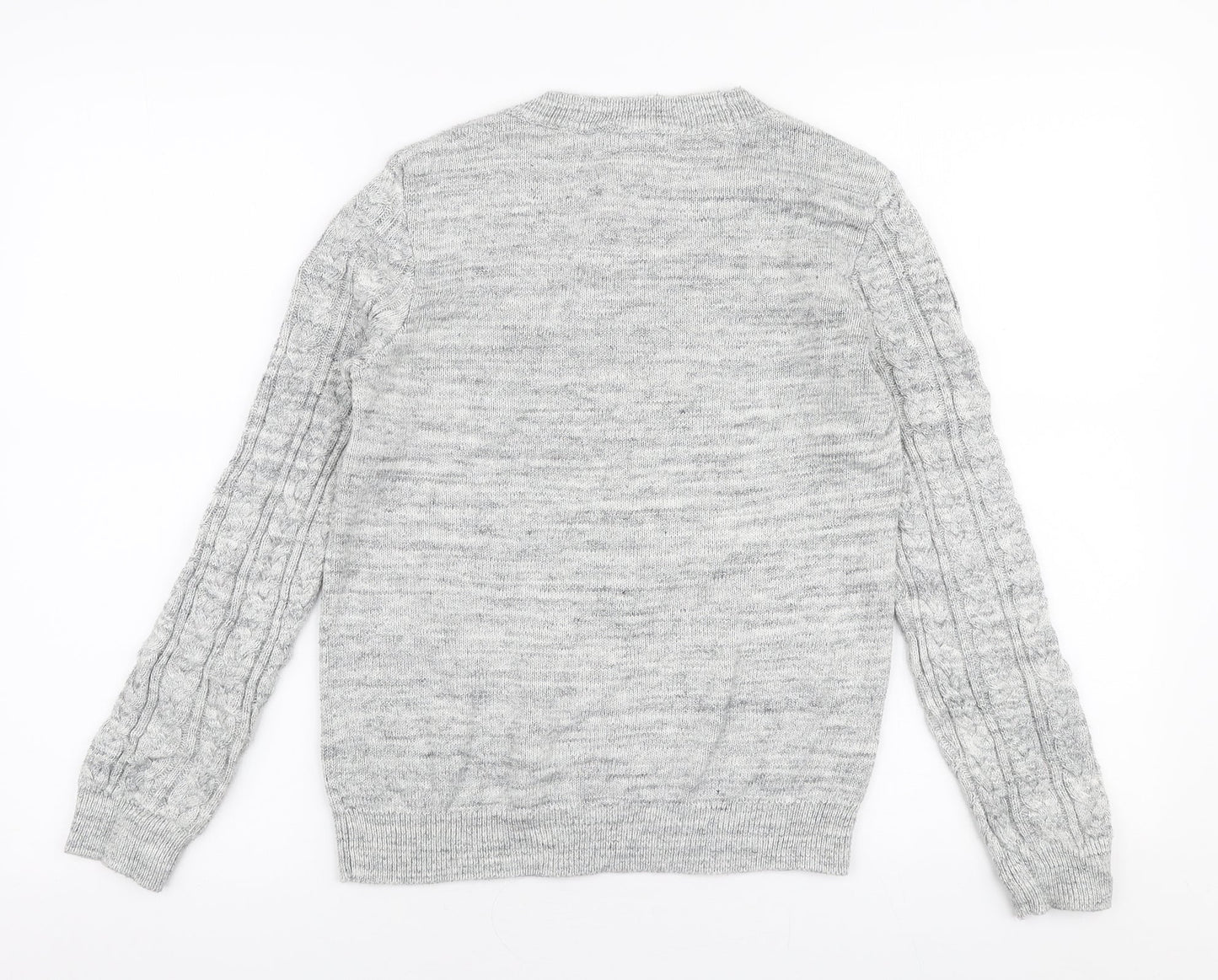 H&M Womens Grey Round Neck  Acrylic Pullover Jumper Size S