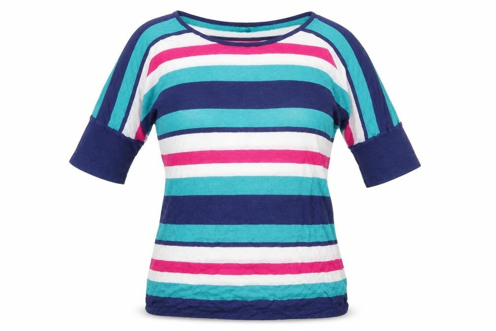 Pomodoro Womens Multicoloured Boat Neck Striped Viscose Pullover Jumper Size 14