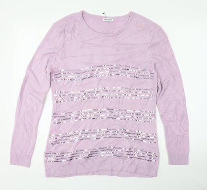 Damart Womens Purple Round Neck  Acrylic Pullover Jumper Size M