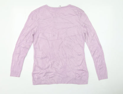 Damart Womens Purple Round Neck  Acrylic Pullover Jumper Size M