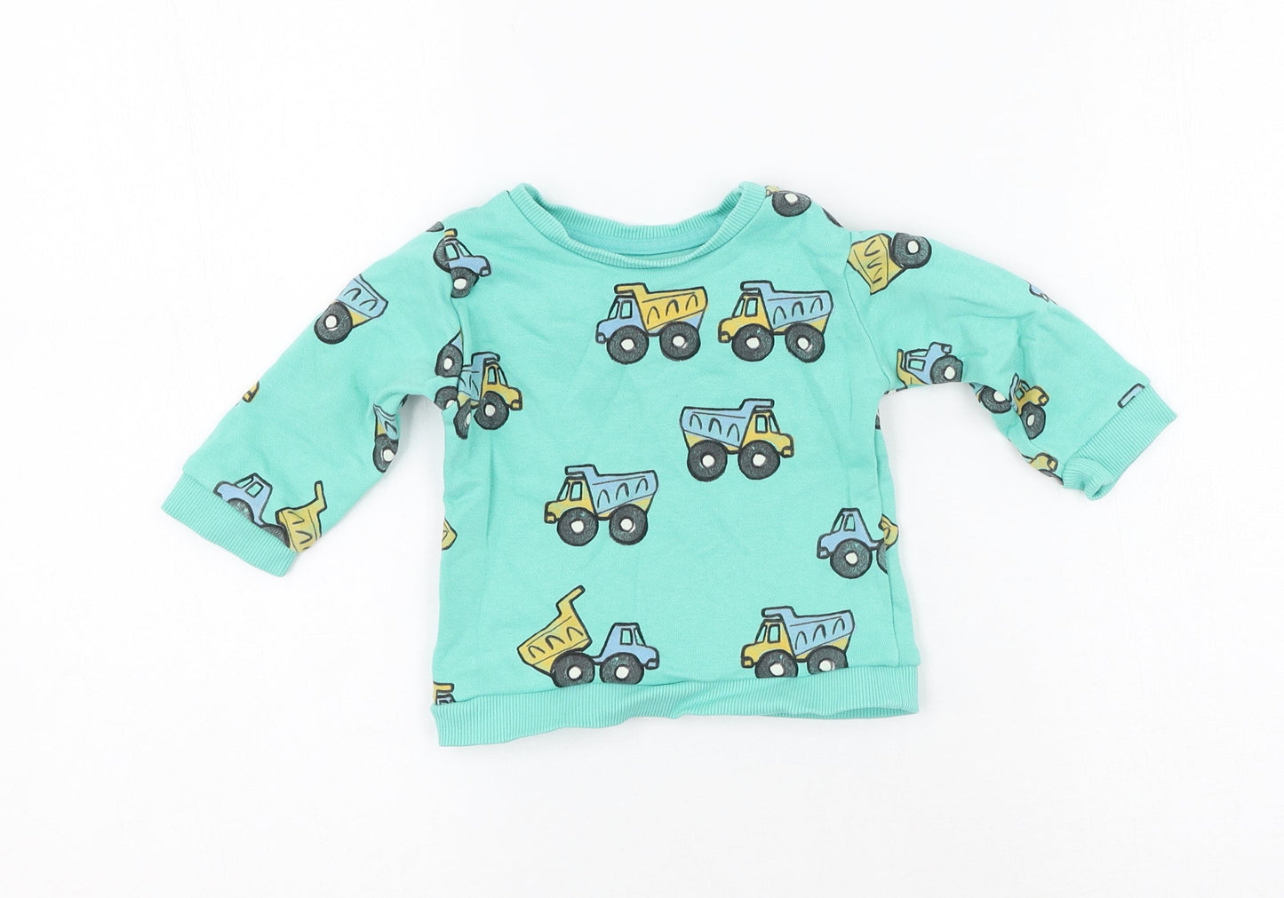 M&S  Green  Polyester Pullover Jumper Size 3-6 Months  Pullover - Tractors