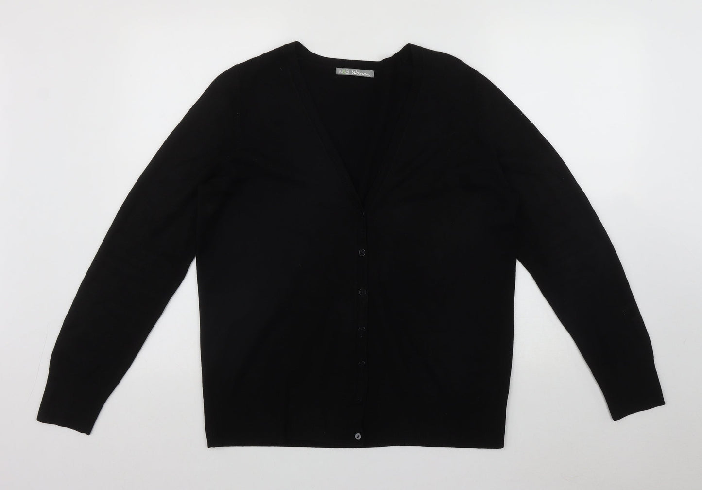 Marks and Spencer Womens Black V-Neck  Polyester Cardigan Jumper One Size