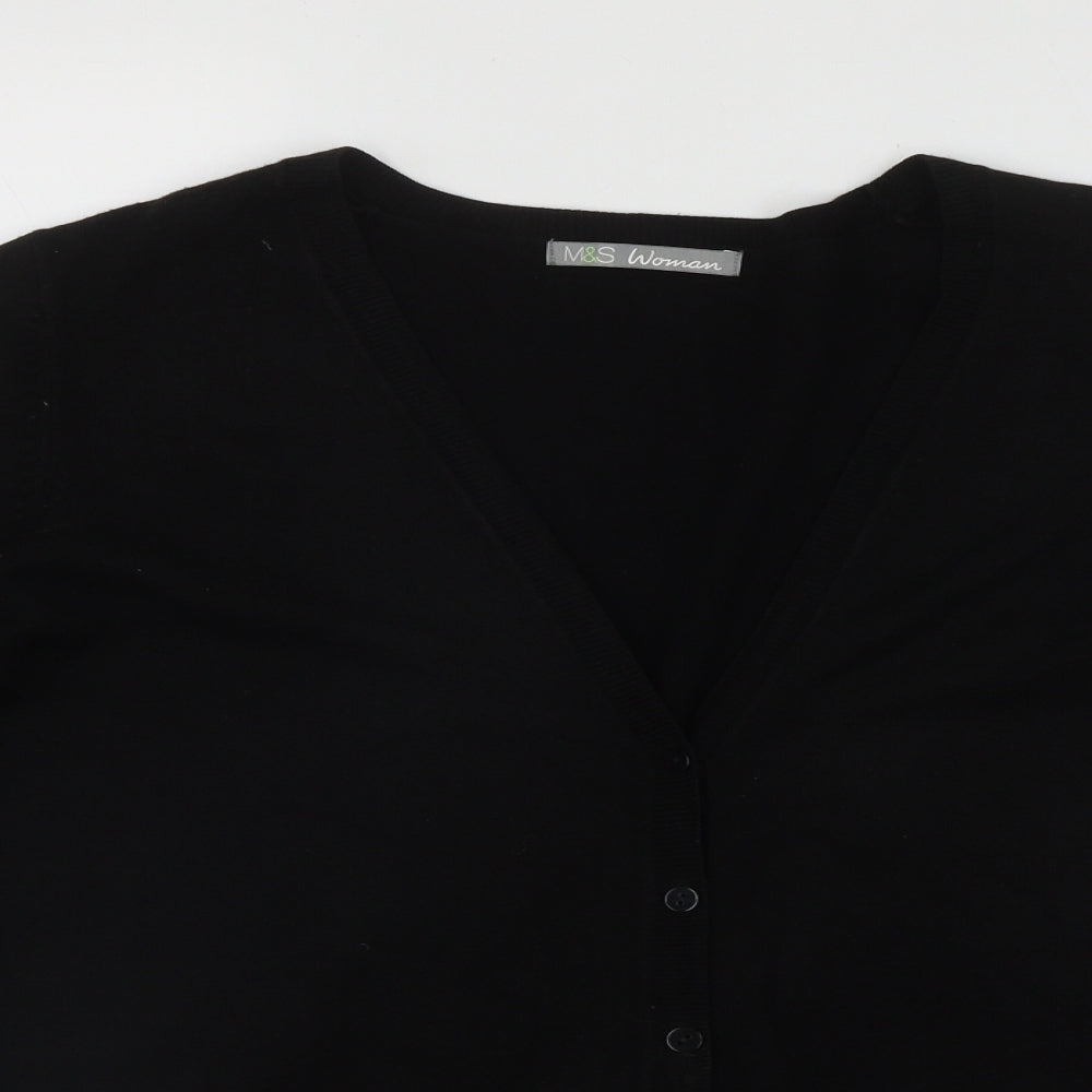 Marks and Spencer Womens Black V-Neck  Polyester Cardigan Jumper One Size