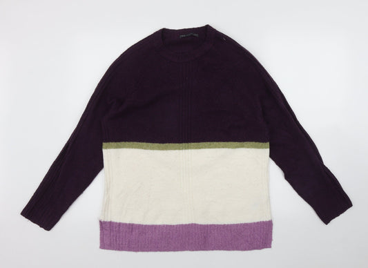 Marks and Spencer Womens Multicoloured Round Neck  Acrylic Pullover Jumper Size M