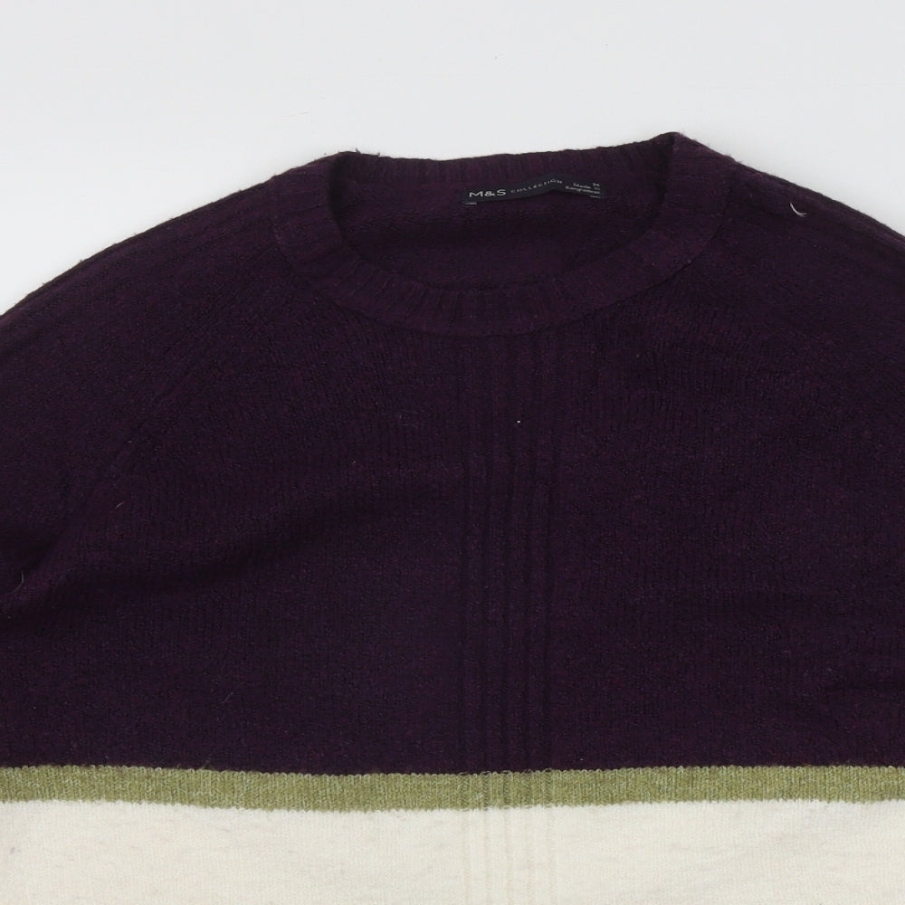 Marks and Spencer Womens Multicoloured Round Neck  Acrylic Pullover Jumper Size M