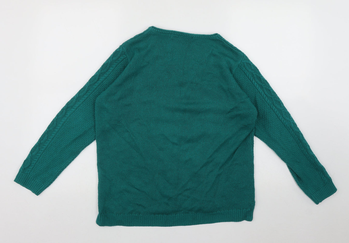 ISLE Womens Green V-Neck  Acrylic Pullover Jumper Size M