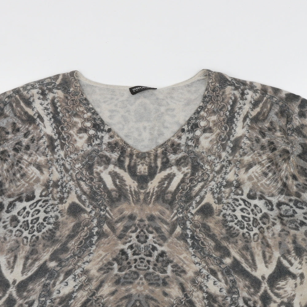 Gerry Weber Womens Multicoloured Animal Print Polyester Basic Blouse One Size V-Neck